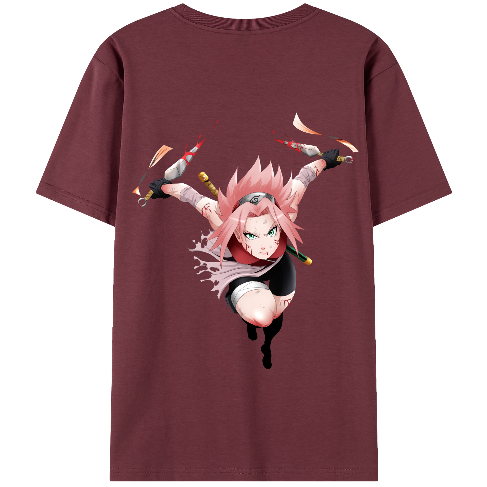 （画像用） NARUTO -ナルト- 春野サクラ Haruno Sakura 綿100％半袖Tシャツ（背面プリント）
